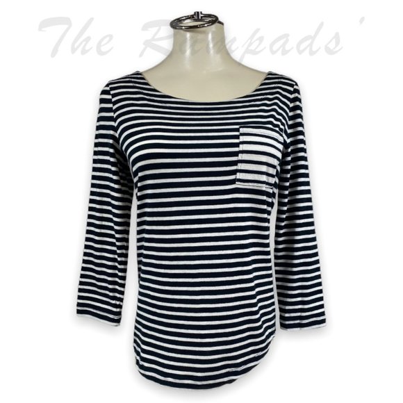 Banana Republic Black and White Left Side Pocket Long-sleeve T-shirt Size Small - Picture 1 of 9